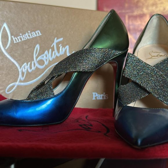 Christian Louboutin Shoes - Christian Louboutin Sharpstagram crossover metallic patent leather pumps
